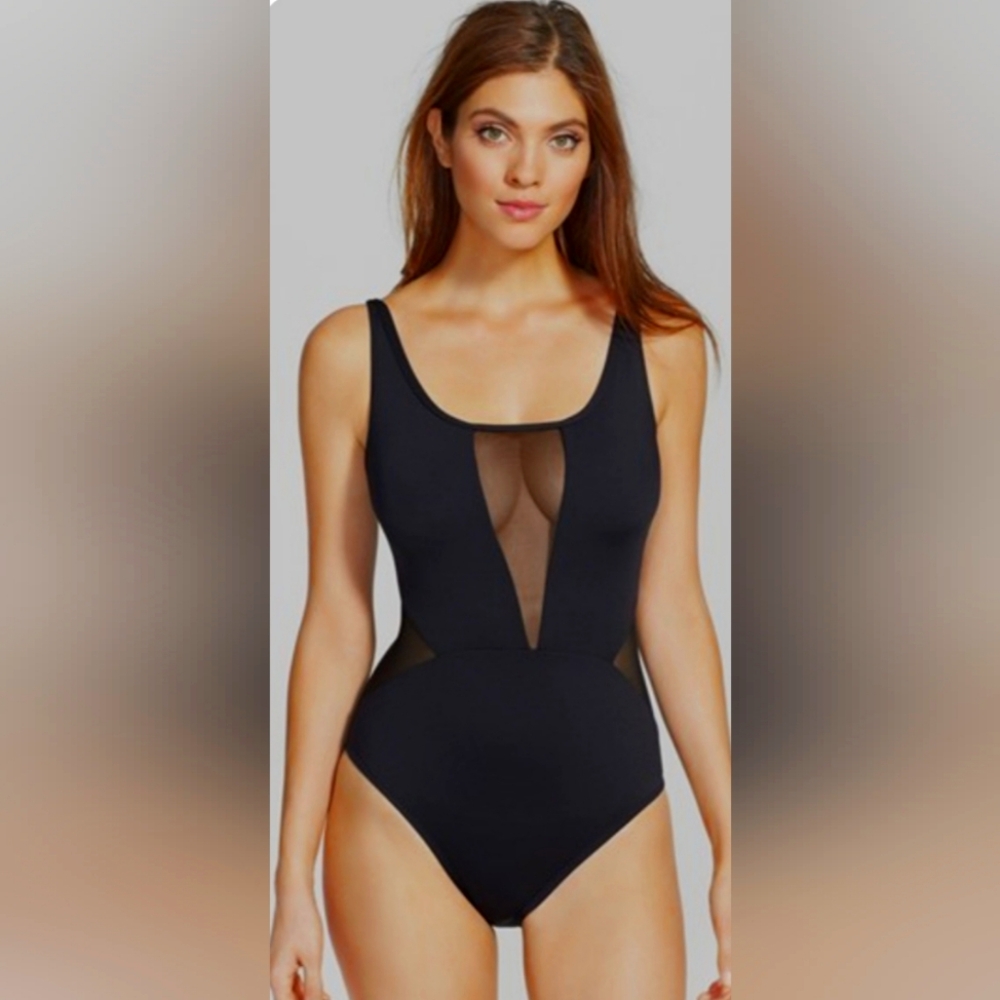 La Blanca Chic Black Mesh Swimsuit